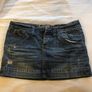 Distressed Denim Mini Skirt